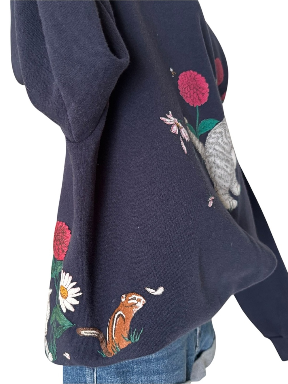 Vintage XL Cat Sweatshirt Mock Neck Floral Kittens Grandmacore Cottagecore - Picture 2 of 10